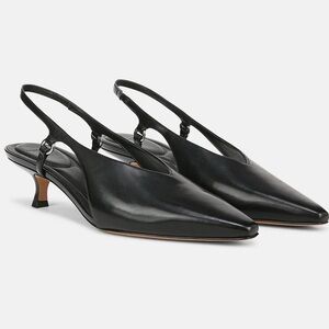 Vince Sabrina Leather Slingback Kitten Heel in black Size: 6